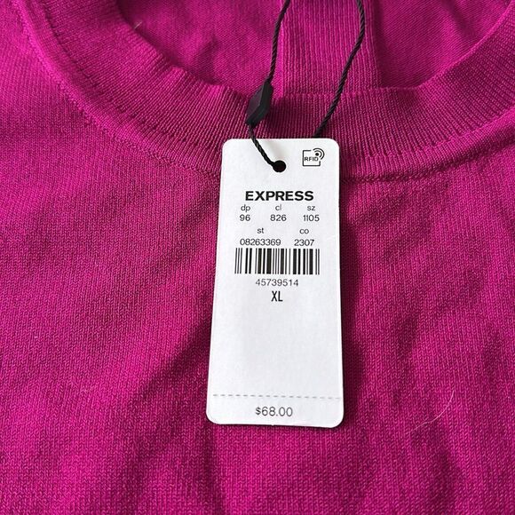 Express Silky Soft Fitted Crew Neck Sweater Berry XL NWT - Picture 6 of 9